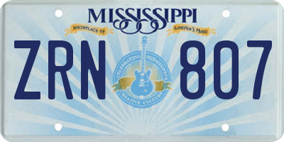 MS license plate ZRN807