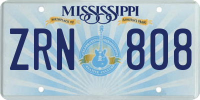 MS license plate ZRN808