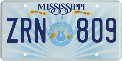MS license plate ZRN809