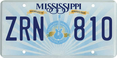 MS license plate ZRN810