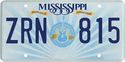 MS license plate ZRN815