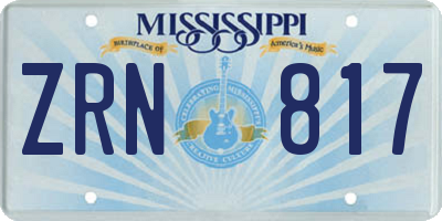 MS license plate ZRN817