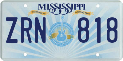 MS license plate ZRN818