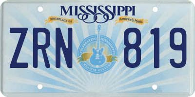 MS license plate ZRN819