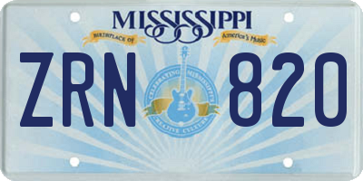 MS license plate ZRN820