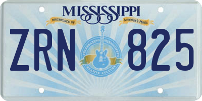 MS license plate ZRN825