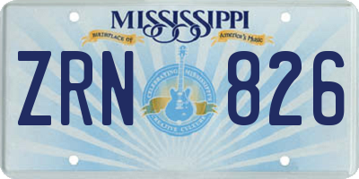 MS license plate ZRN826