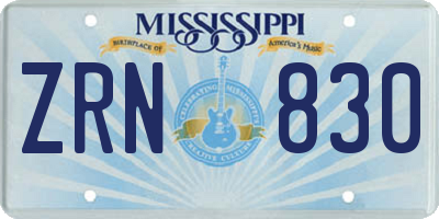MS license plate ZRN830
