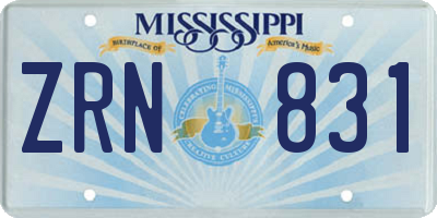 MS license plate ZRN831