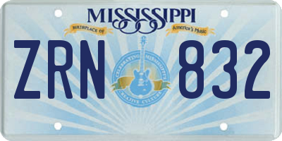 MS license plate ZRN832