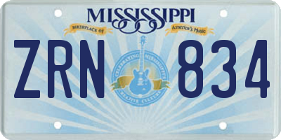 MS license plate ZRN834