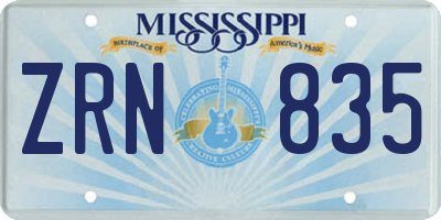 MS license plate ZRN835