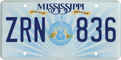 MS license plate ZRN836