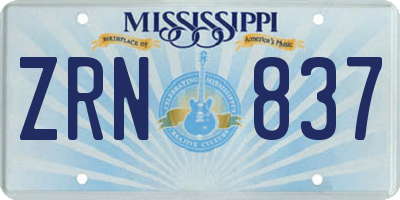MS license plate ZRN837