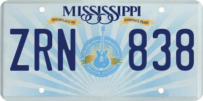 MS license plate ZRN838