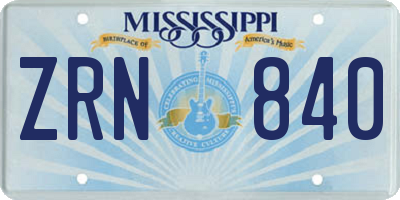 MS license plate ZRN840