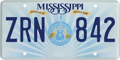 MS license plate ZRN842