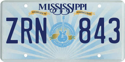 MS license plate ZRN843