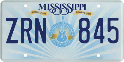 MS license plate ZRN845