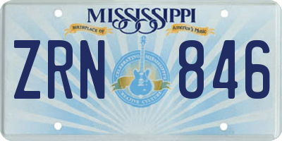 MS license plate ZRN846