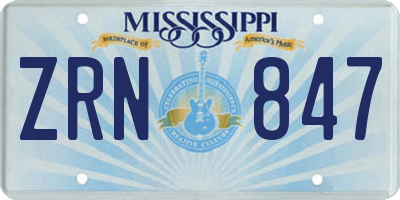 MS license plate ZRN847