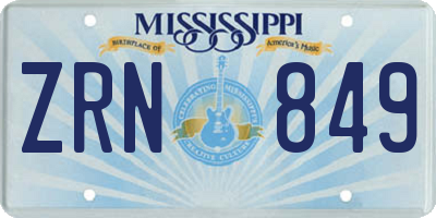 MS license plate ZRN849