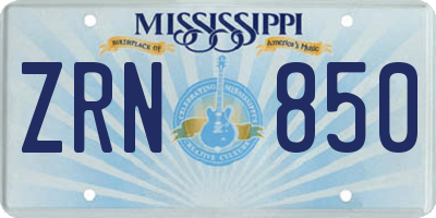 MS license plate ZRN850