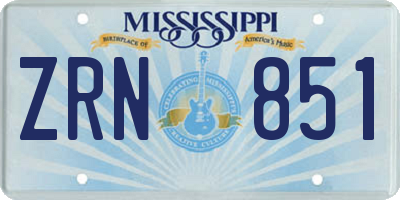 MS license plate ZRN851