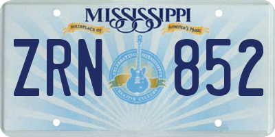 MS license plate ZRN852