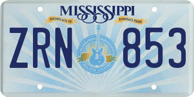 MS license plate ZRN853