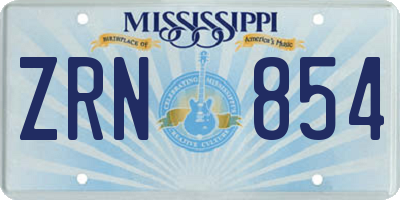 MS license plate ZRN854