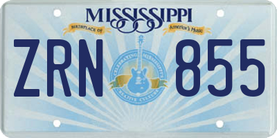 MS license plate ZRN855