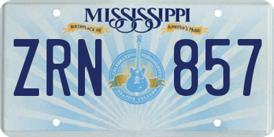 MS license plate ZRN857