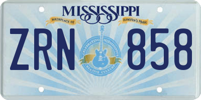 MS license plate ZRN858