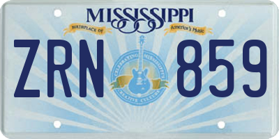MS license plate ZRN859