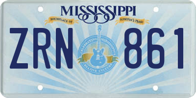MS license plate ZRN861