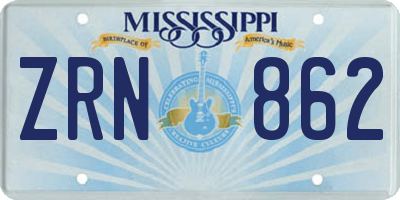 MS license plate ZRN862
