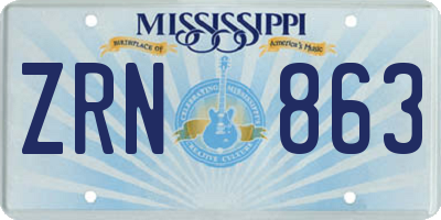 MS license plate ZRN863