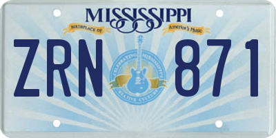 MS license plate ZRN871