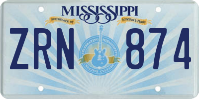 MS license plate ZRN874