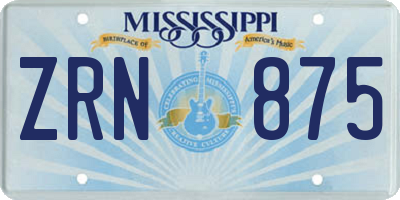MS license plate ZRN875