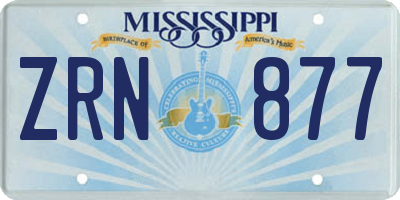 MS license plate ZRN877