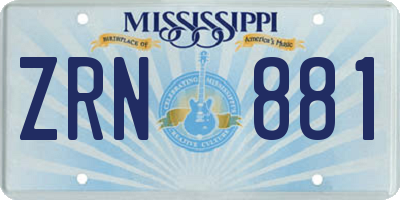 MS license plate ZRN881