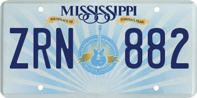 MS license plate ZRN882