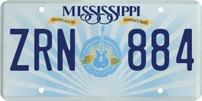 MS license plate ZRN884