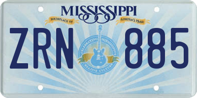 MS license plate ZRN885