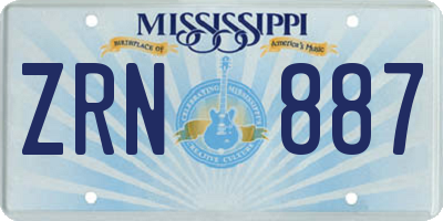 MS license plate ZRN887
