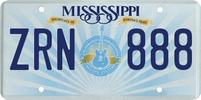 MS license plate ZRN888
