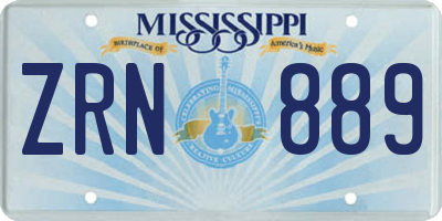 MS license plate ZRN889
