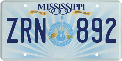 MS license plate ZRN892